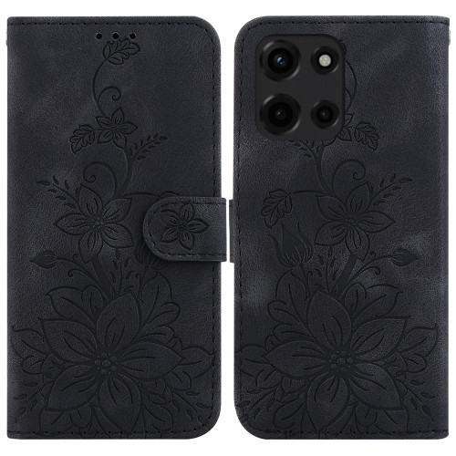 Moto G 2025 Lily Embossed Leather Phone Case - Black